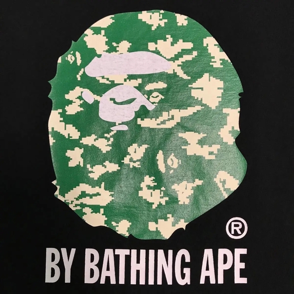 Bape Black Green Ape Head Short Sleeve Tee - Picture 2 of 7
